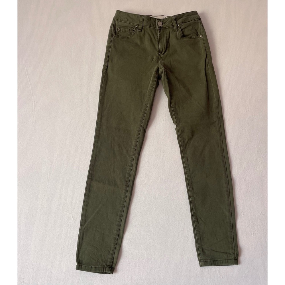 Garage Womens Low Rise Skinny Pants Olive Green Slim Fit 5-Pocket Size 01